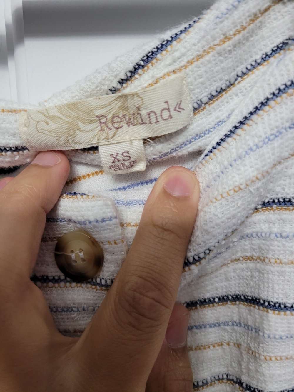 Rewind Cream Striped Button-Front Crop Top - Picture 2 of 3